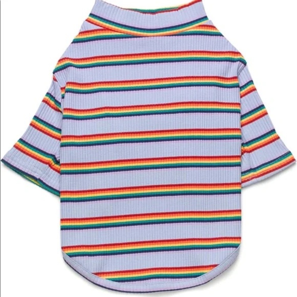 LoveThyBeast Rainbow Stripe Ribbed Dog Shirt
